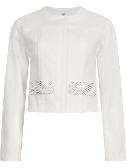 Rhinestone-Detailing Denim Jacket