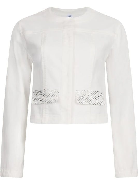 Rhinestone-Detailing Denim Jacket