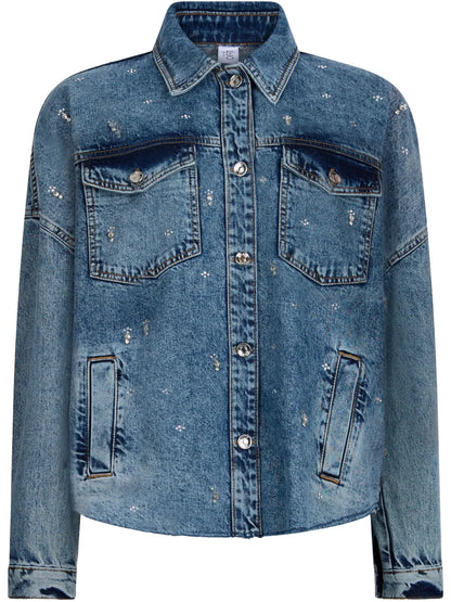 Rhinestone-Embellished Denim Jacket