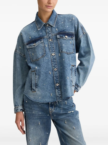 Rhinestone-Embellished Denim Jacket
