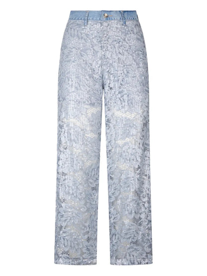 Floral-Lace Jeans