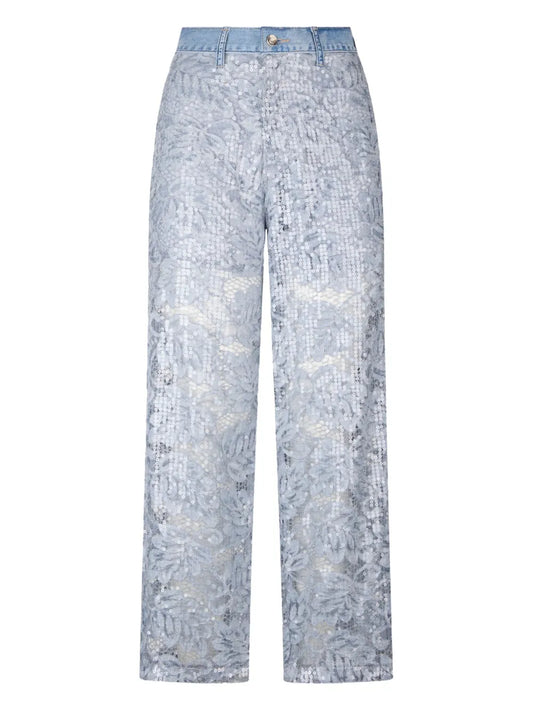 Floral-Lace Jeans