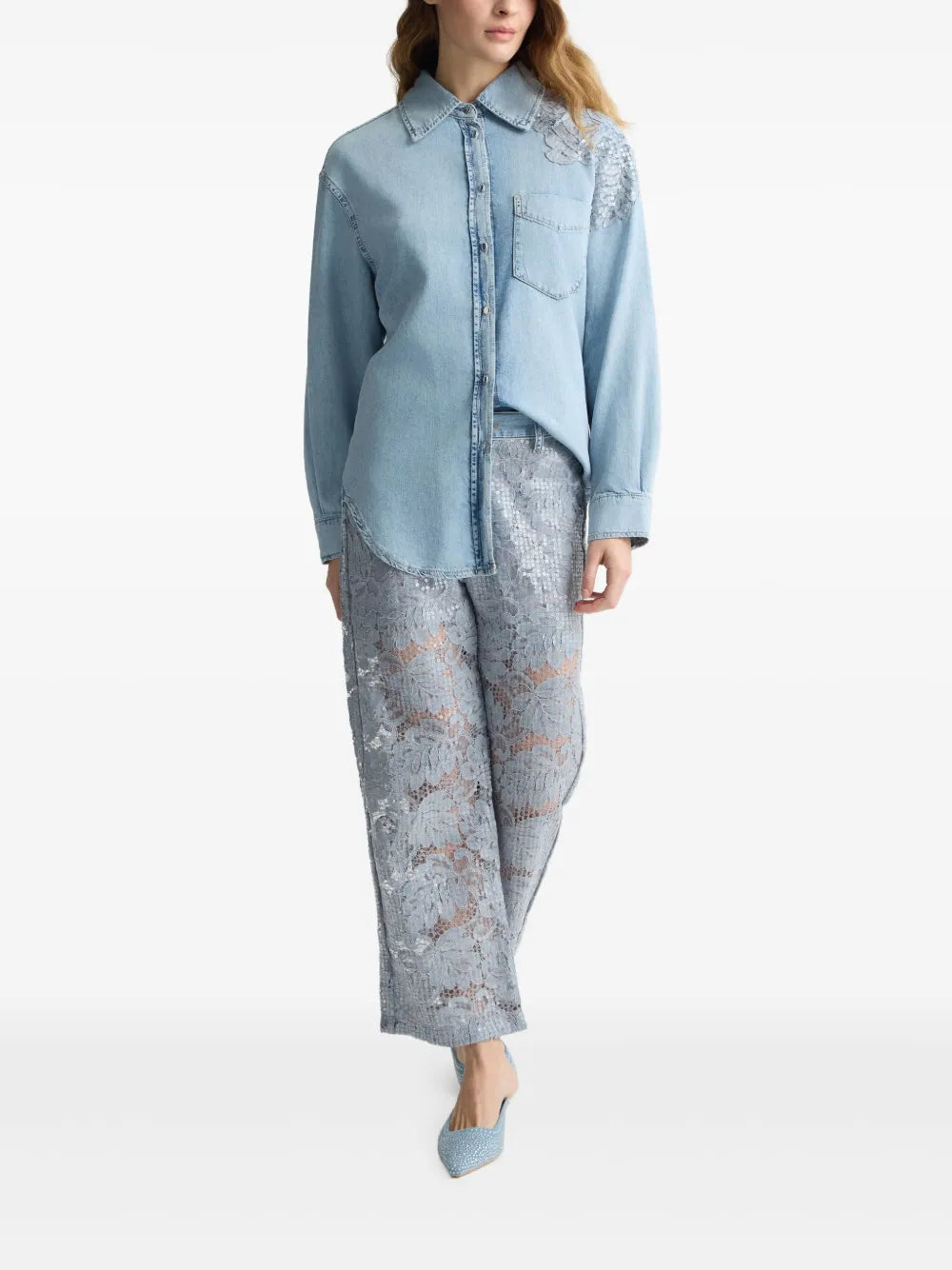 Floral-Lace Jeans