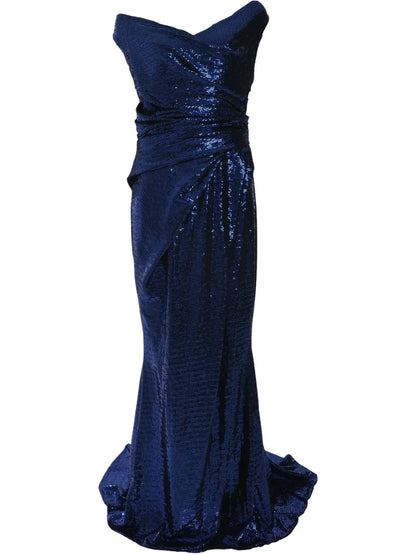Mezzaluna Sequin-Embellished Gown