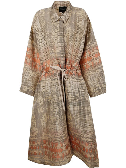 Jacquard Canneté Long Overcoat