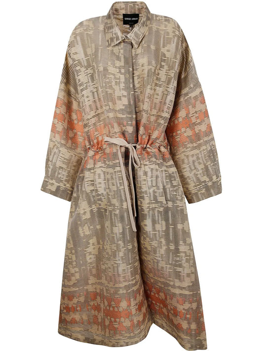 Jacquard Canneté Long Overcoat