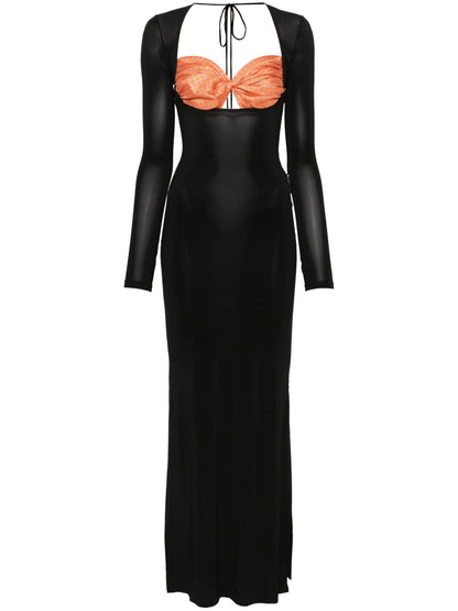 Regenerated Silk Scarves Maxi Dress