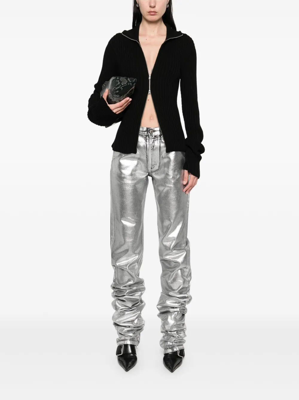 Metallic-Finish Jeans