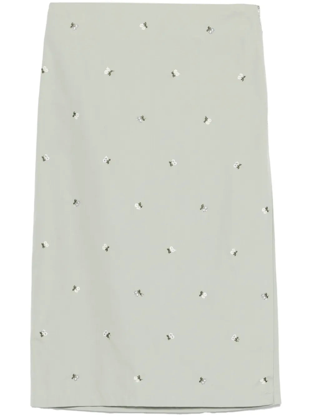 Floral-Embroidered Midi Skirt