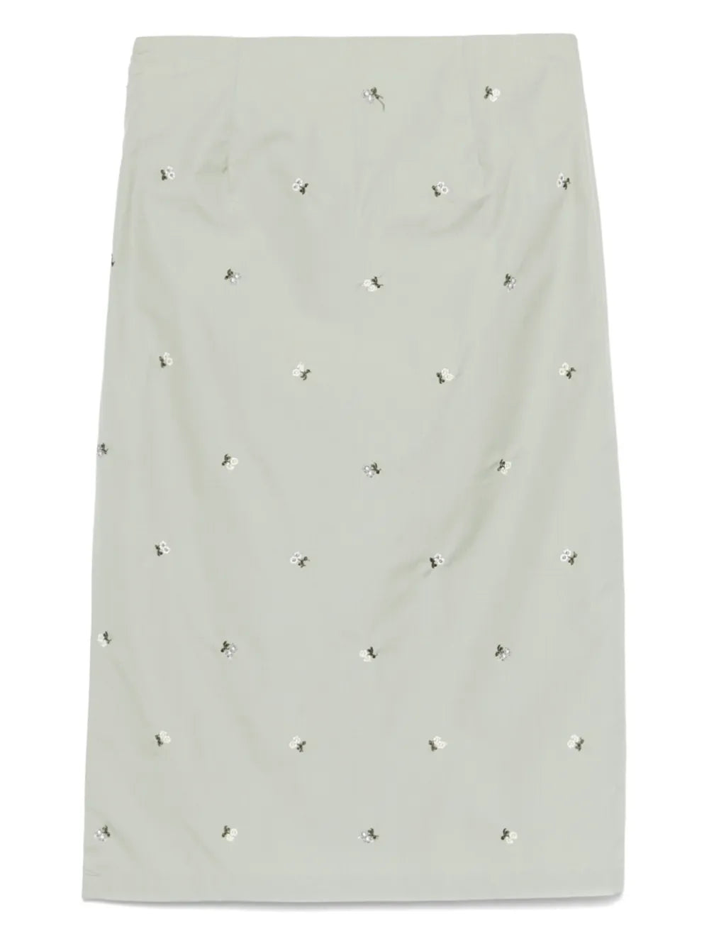 Floral-Embroidered Midi Skirt