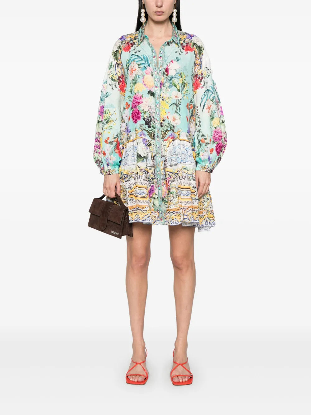 Tiered Long-Sleeve Mini Dress
