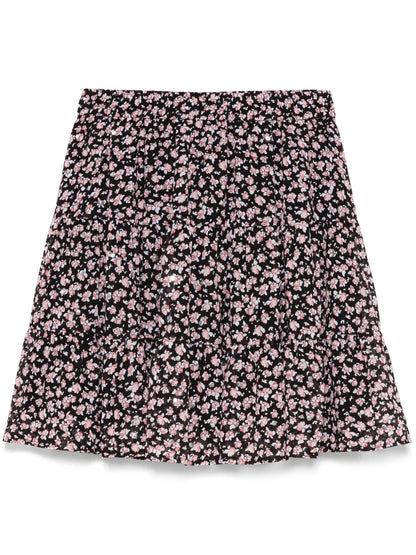 Printed Stud-Embellished Mini Skirt