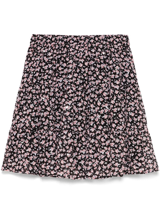 Printed Stud-Embellished Mini Skirt