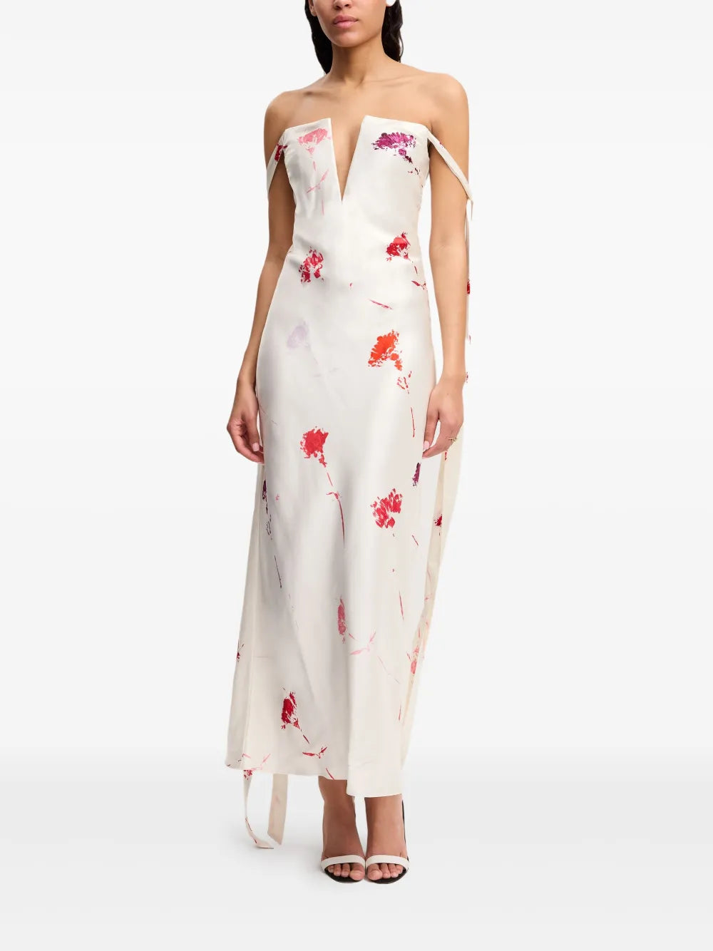 Tied-Sleeve Strapless Dress