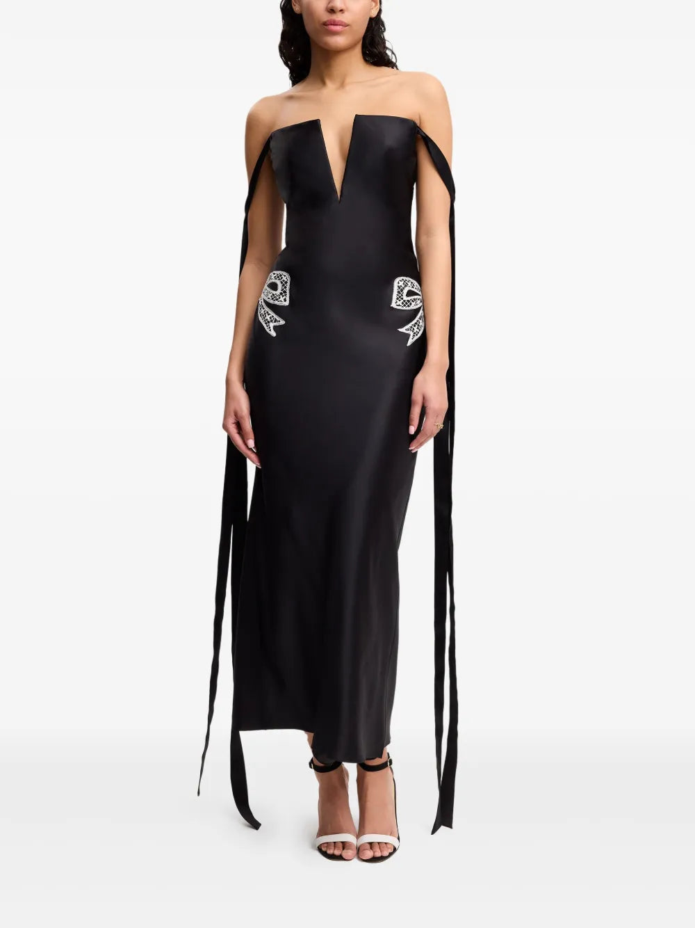 Tied-Sleeve Strapless Dress