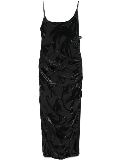 Flocked Midi Dress