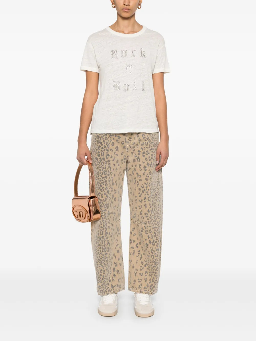 Rhinestone-Slogan T-Shirt