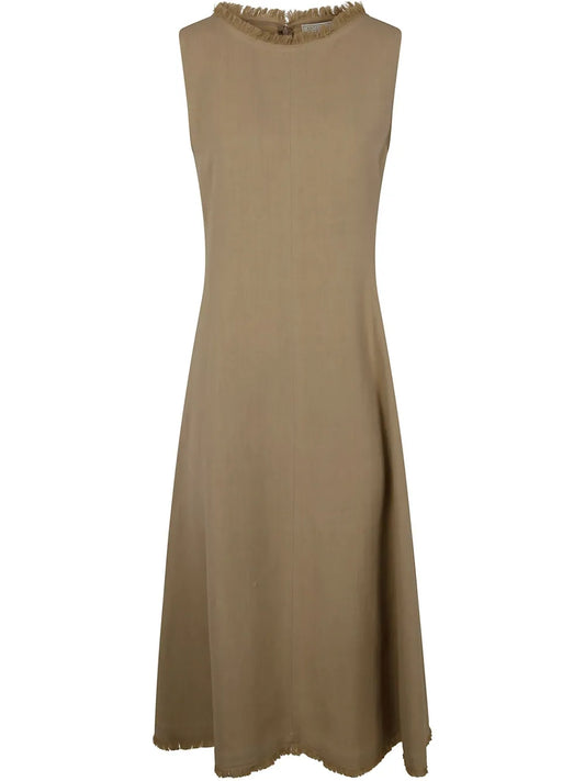 Frayed Neckline Dress