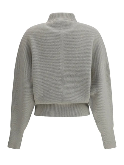 Ribbed High-Neck Cardigan