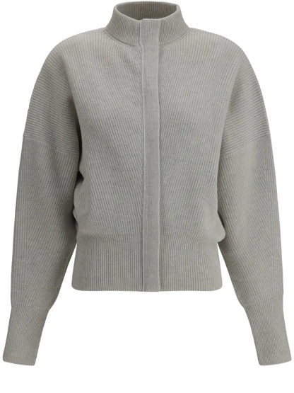 Ribbed High-Neck Cardigan