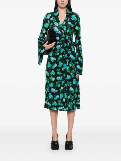 C-Logo Print Wrap Dress