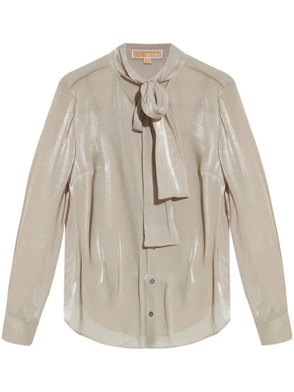 Gathered-Tie Blouse