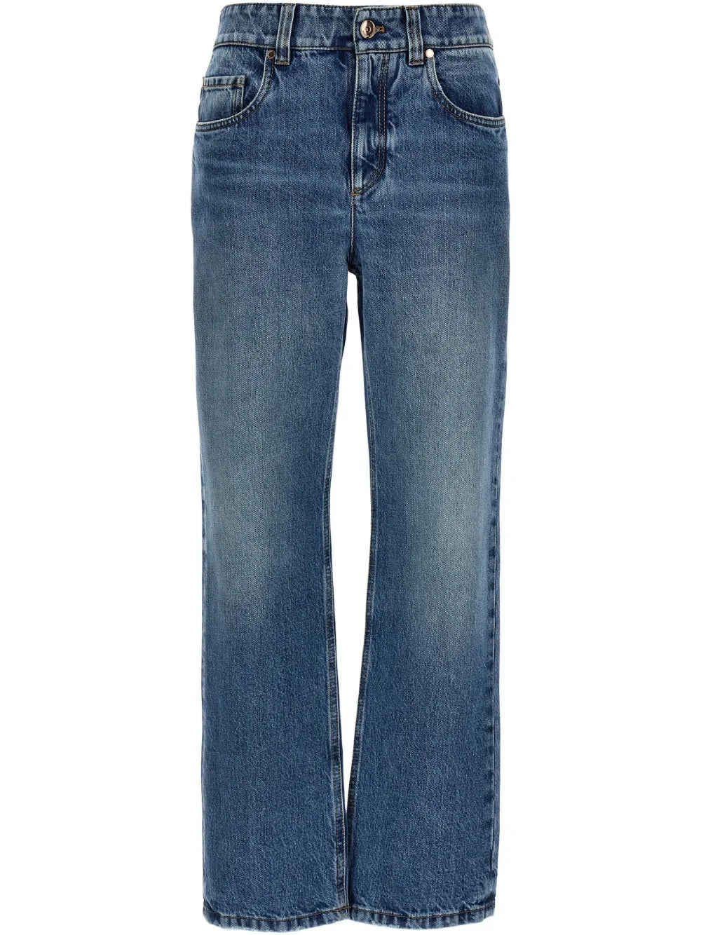 Monili-Embellished Straight-Leg Jeans