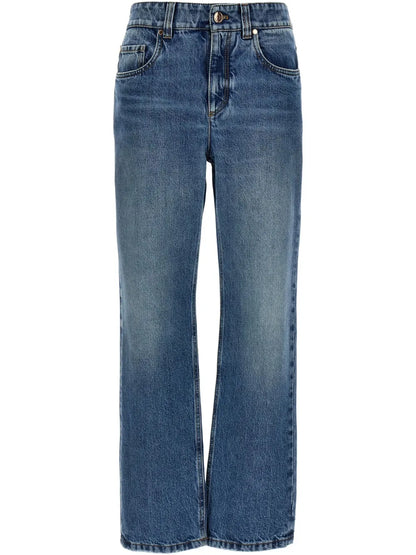 Monili-Embellished Straight-Leg Jeans