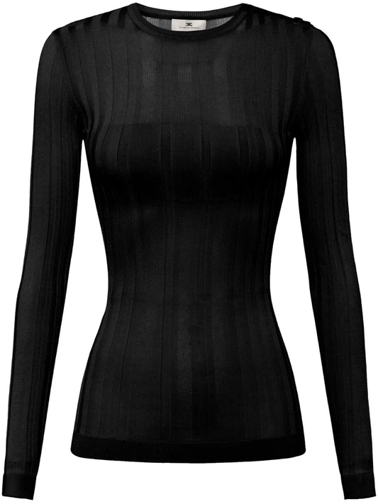 Semi-Sheer Ribbed Top