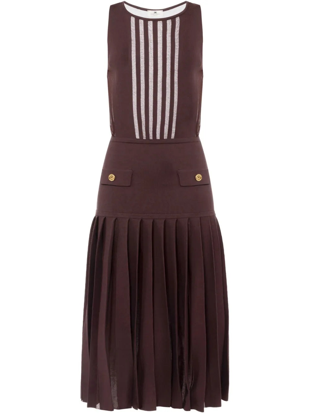 Semi-Sheer Pleated Knit Dress