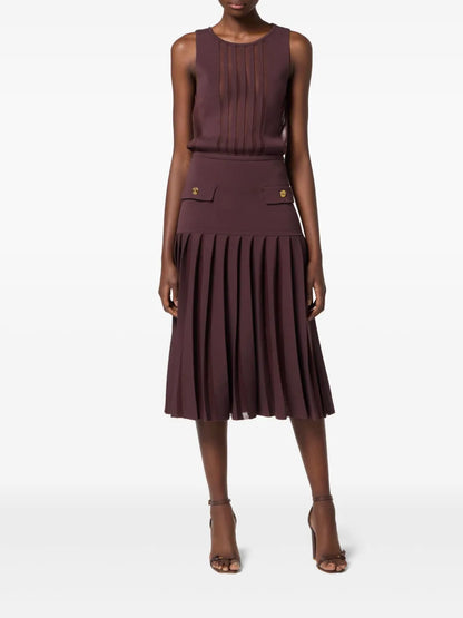 Semi-Sheer Pleated Knit Dress