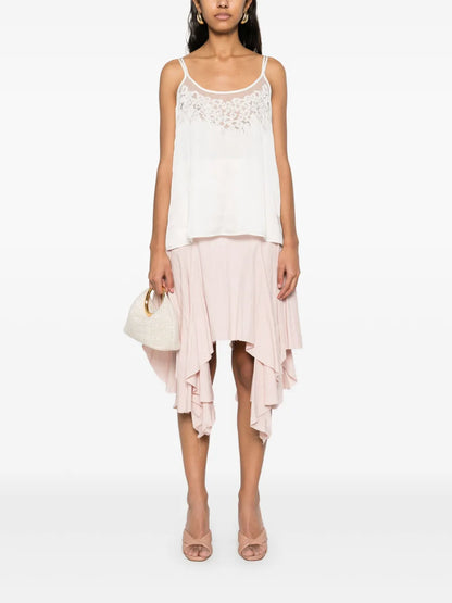 Embroidered Satin Top