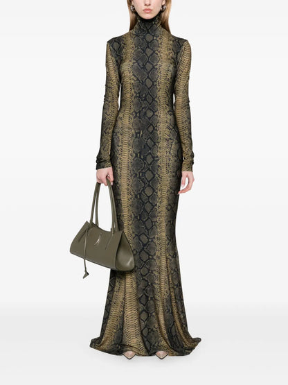 Snakeskin-Print Maxi Dress