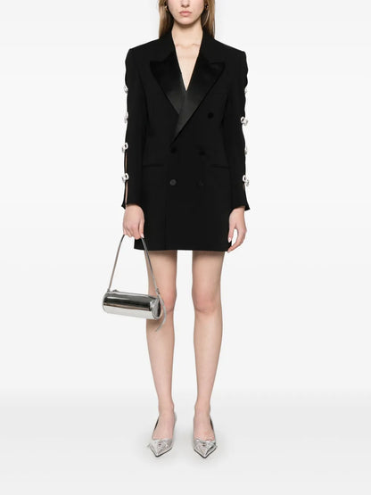 Crystal-Bow Cut-Out Mini Blazer Dress