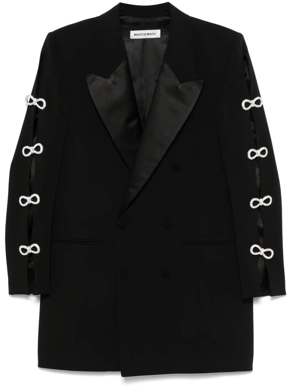 Crystal-Bow Cut-Out Mini Blazer Dress