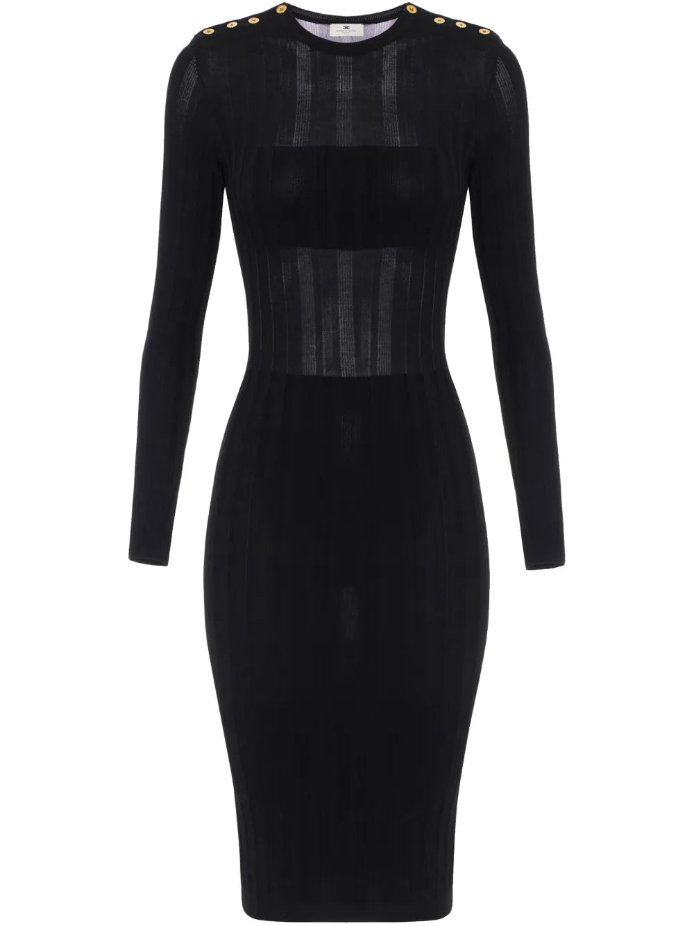 Semi-Sheer Rib-Knit Midi Dress