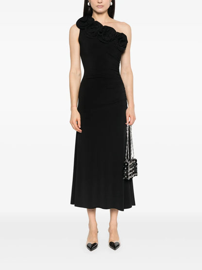 Floral-Appliqué Maxi Dress