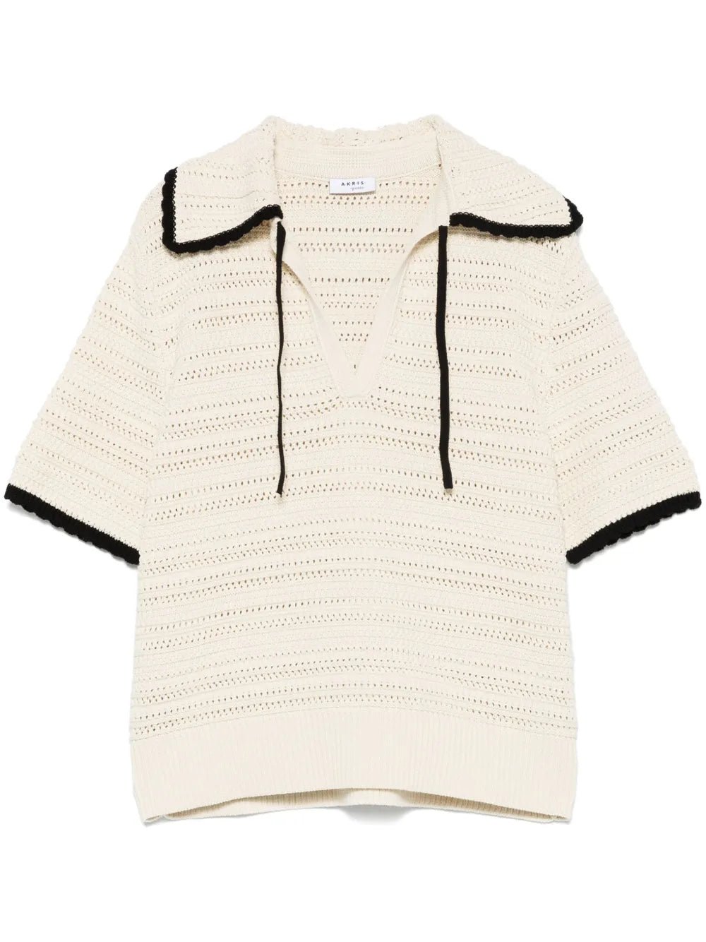 Crochet-Knit Polo Top
