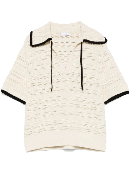 Crochet-Knit Polo Top
