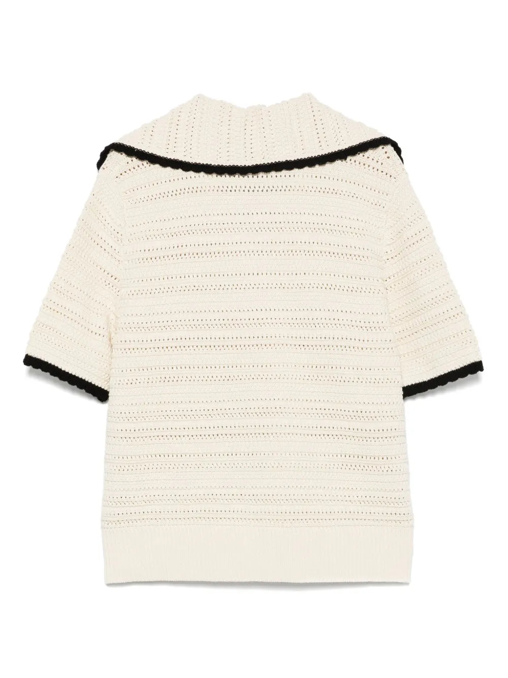 Crochet-Knit Polo Top