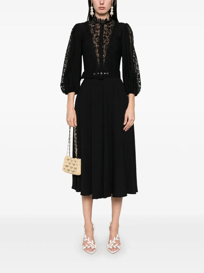 Lace-Detailed Midi Dress