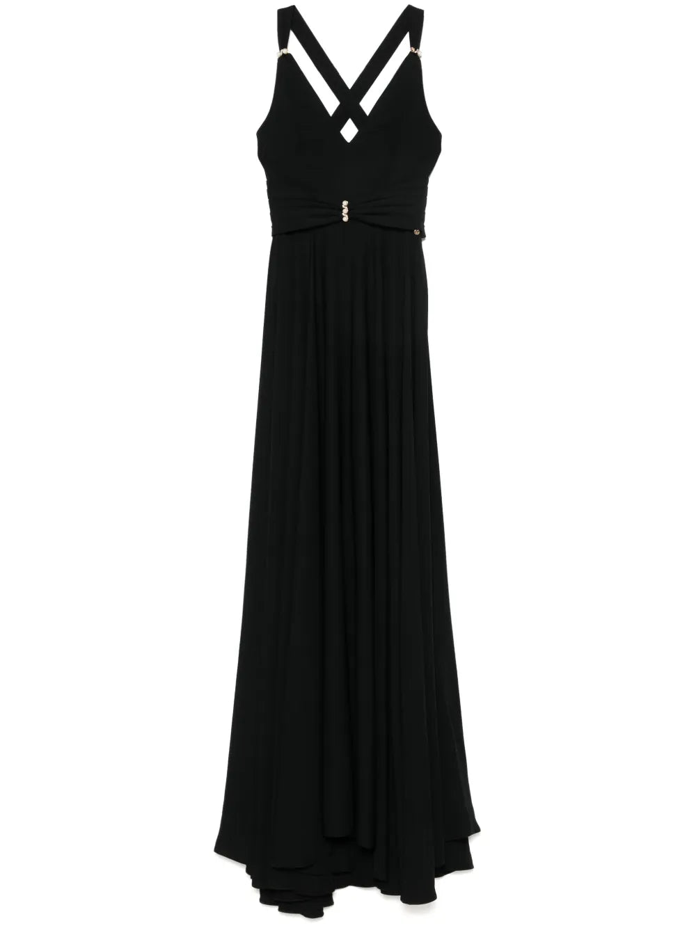 Crystal-Embellished V-Neck Gown
