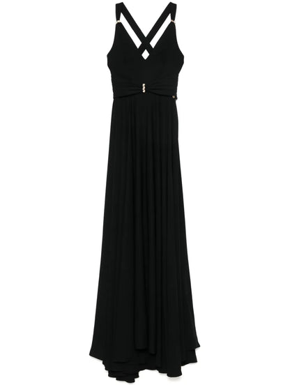 Crystal-Embellished V-Neck Gown