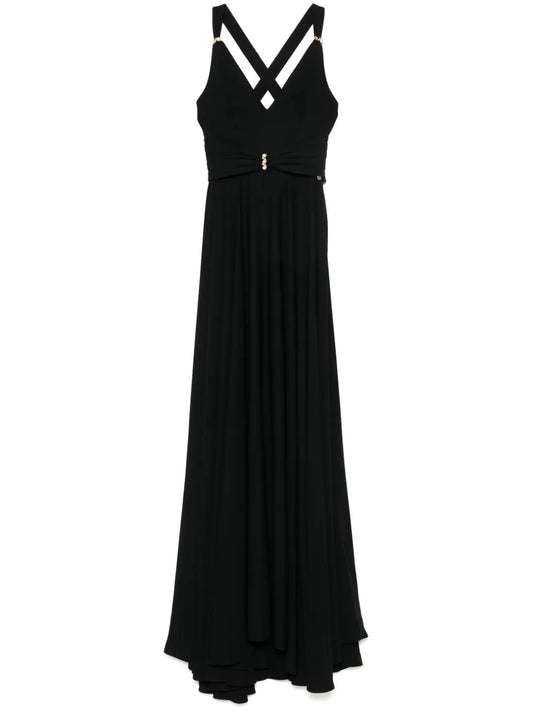 Crystal-Embellished V-Neck Gown