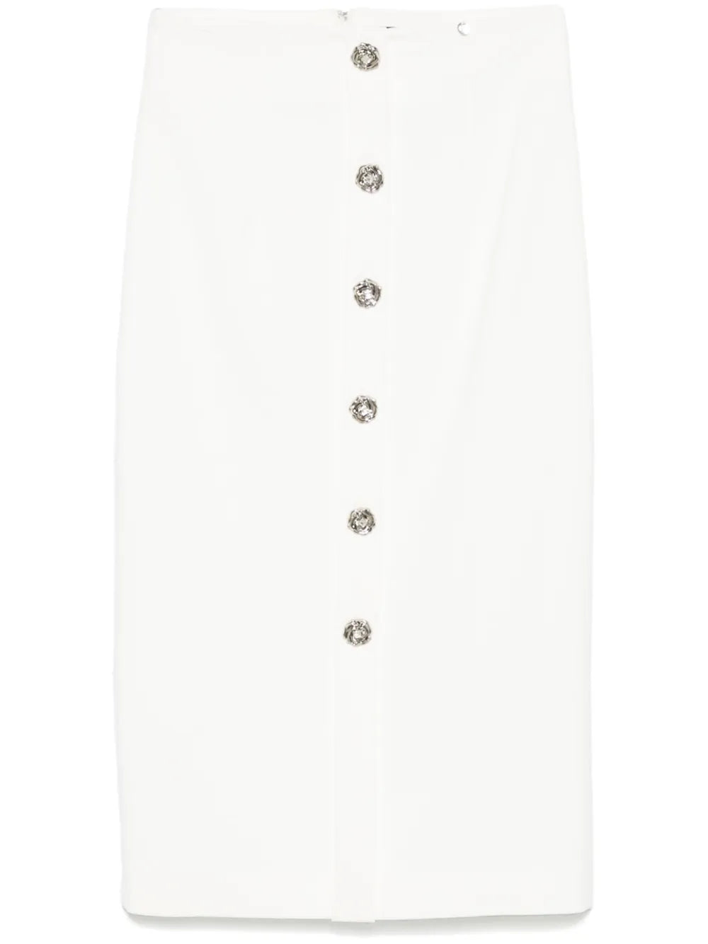 Floral-Buttons Midi Skirt