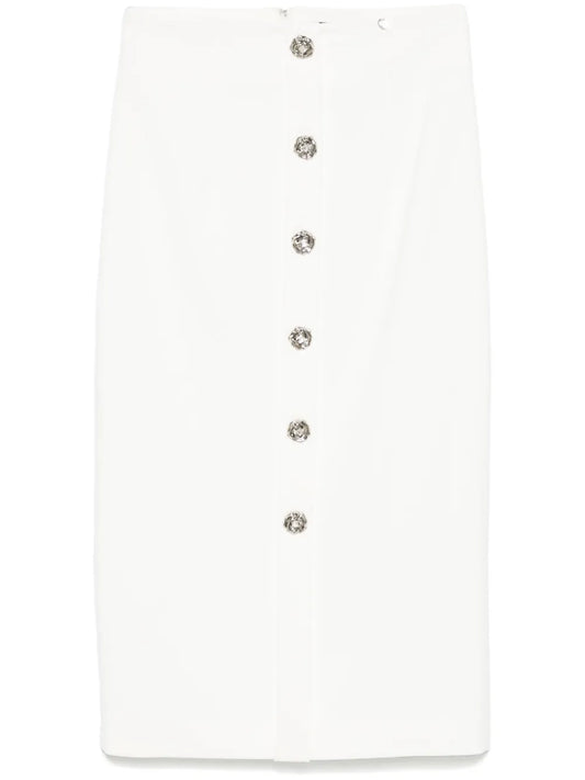 Floral-Buttons Midi Skirt