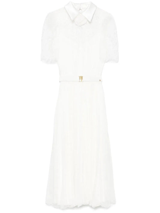 Lace-Detailed Silk Midi Dress