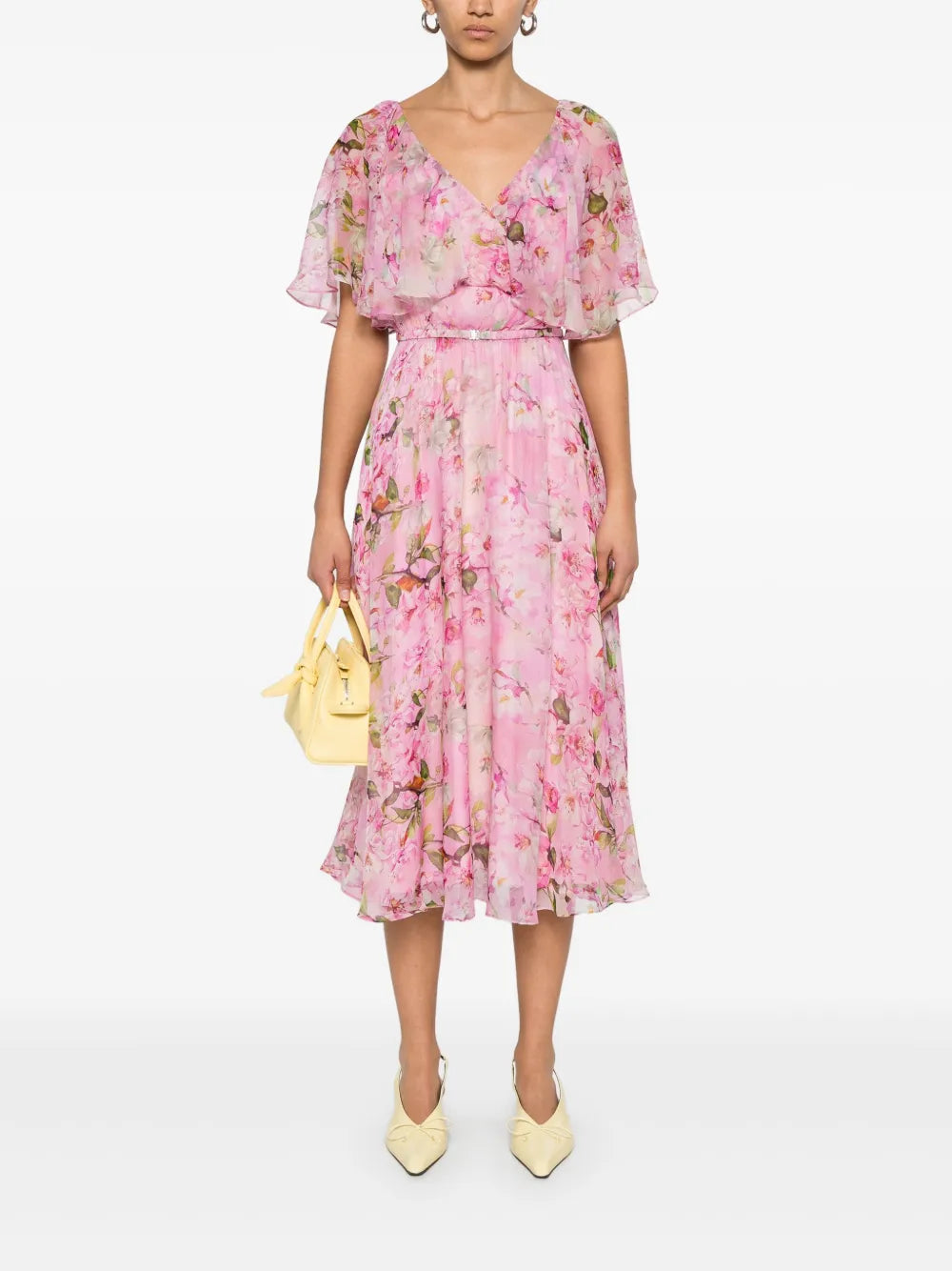 Floral-Print Silk Midi Dress