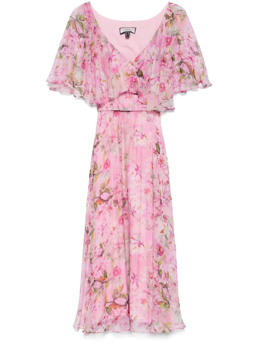 Floral-Print Silk Midi Dress