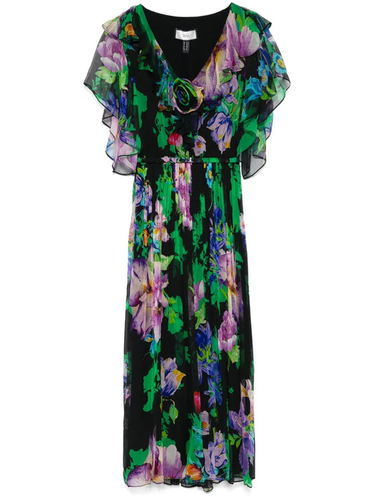 Floral-Print Silk Midi Dress